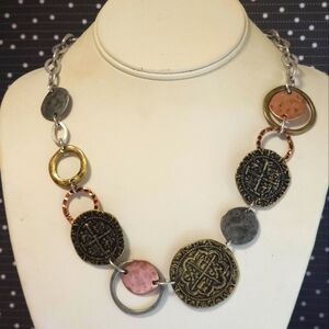 Jade & Jasper Circular Textured Necklace